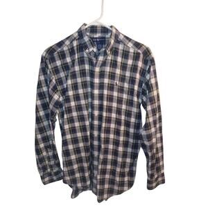 Ralph Lauren Shirt Mens L Blue And Green Plaid Long Sleeve Button Up
